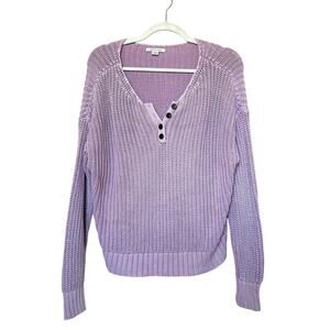 American Eagle Size S Purple Lavender Henley Cotton Pullover Sweater